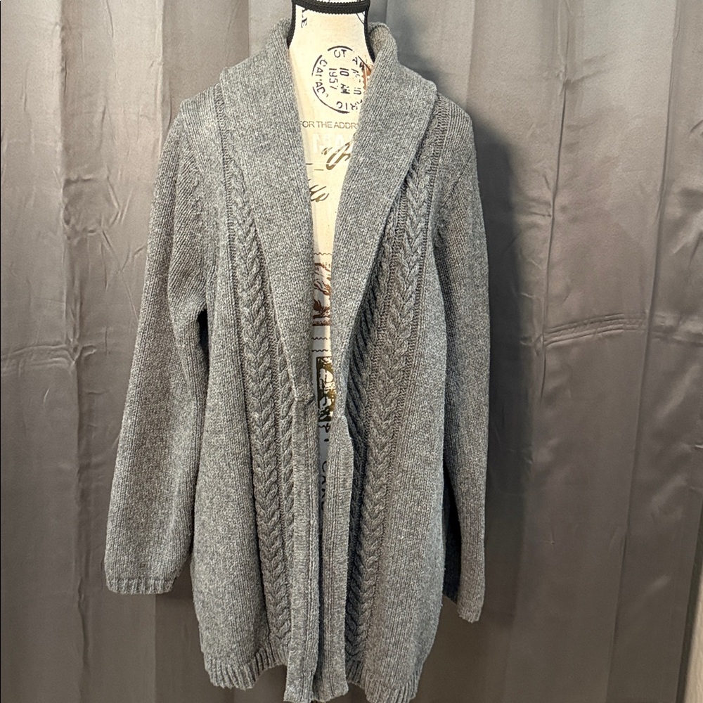 Lands' End Women's Gray Cardigan Sweater - Picture 3 of 10